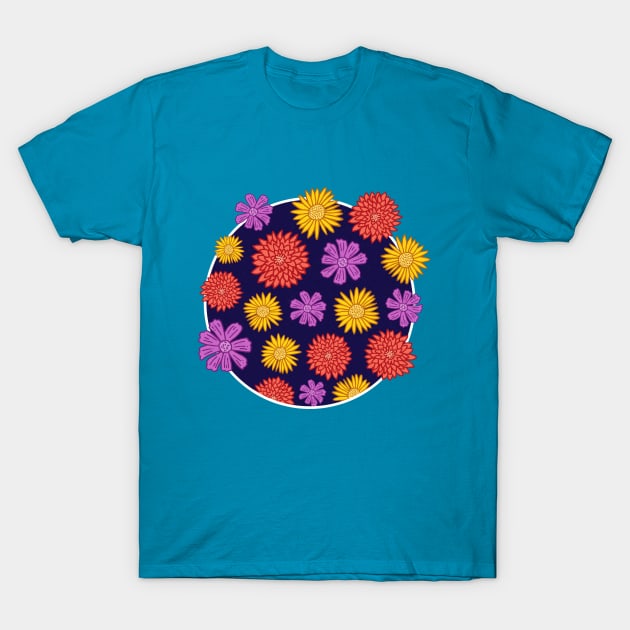 FOLK FEST FLORAL Fall Mix T-Shirt by rorabeenie